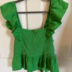 Green Ruffled Women's Top
